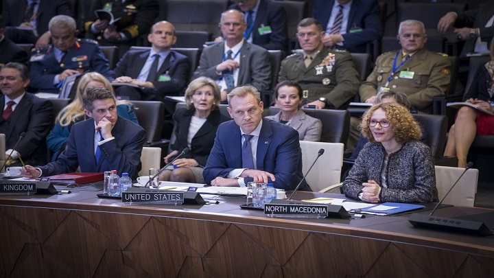 Left to right: Gavin Williamson (UK Secretary of State for Defence) with Patrick M. Shanahan (Acting US Secretary of Defense) and Minister Radmila Sekerinska Jankovska