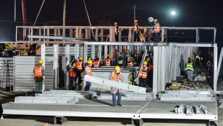 epa08175301 Workers labor at the construction site of the 1,000-bed Huoshenshan temporary hospital for 2019-nCoV (coronavirus) patients in Wuhan, central China's Hubei province in China, 28 January 2020 (Issued on 29 January 2020). The hospital is scheduled to be completed in 10 days, to be manned by doctors and nurses coming from around China. According to media reports, Chinese authorities have urged people to stop travelling in and out of Wuhan, the city at the center of the new virus outbreak that has so far killed at least 106 people and infected over four thousand others around the globe, mostly in China.  EPA-EFE/SHI YI CHINA OUT