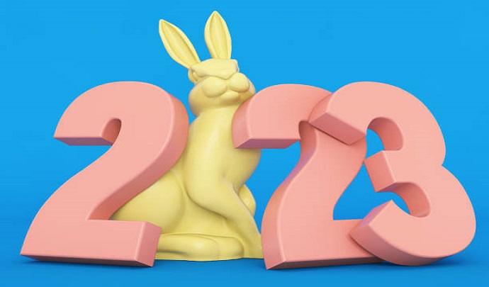 2023 Chinese New Year Concept Year of the Rabbit. 3D Render