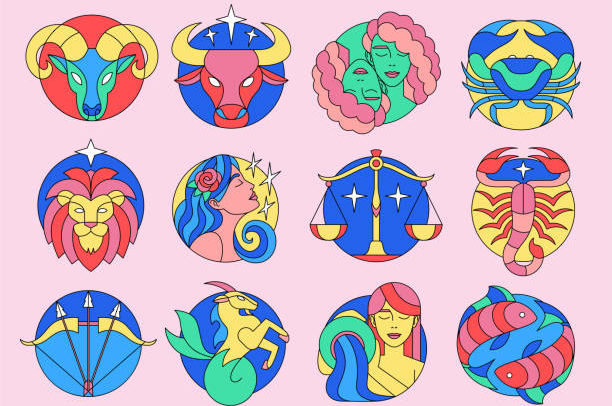 Set of traditional western zodiac signs Vector illustration